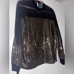 Black and Gold Sequin Top